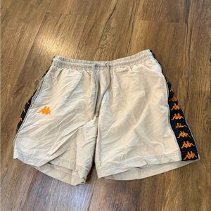 Kappa Men's Tan Shorts with Black and Orange Details